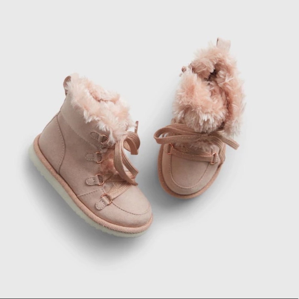 Gap Toddler Lace-up Boots Size 8, Blush Pink